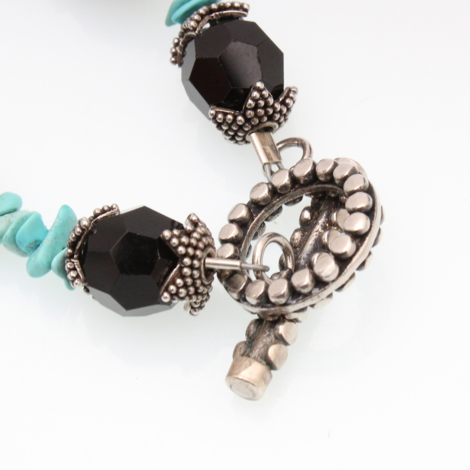 Sterling Silver Turquoise and Onyx Necklace