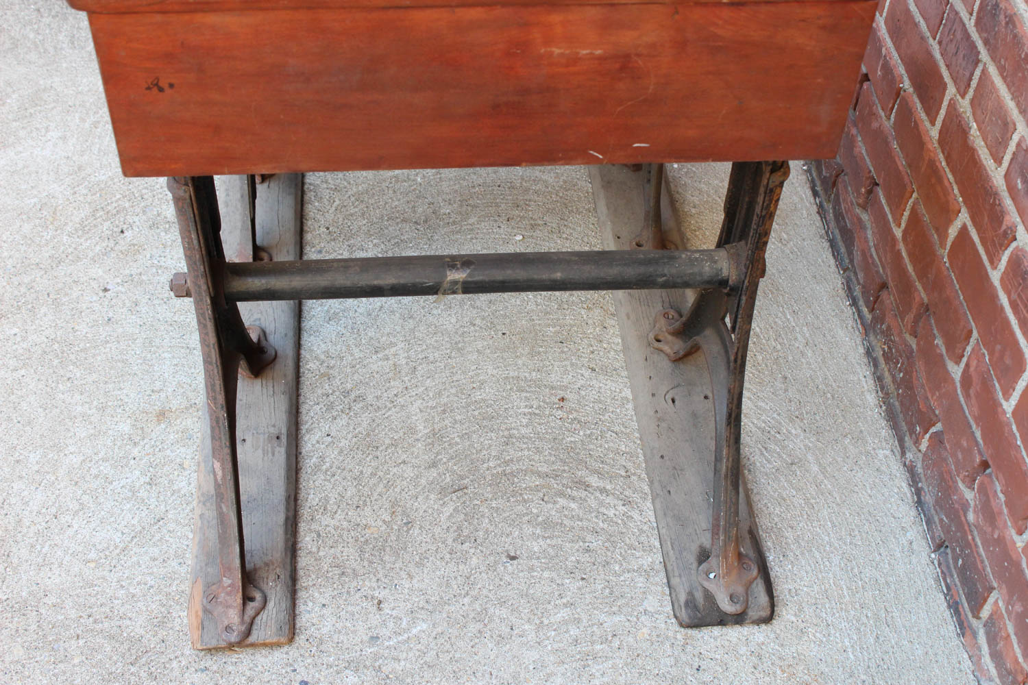Eclipse Antique Cherry and Cast Iron School Desk By The Theodor Kundtz Company