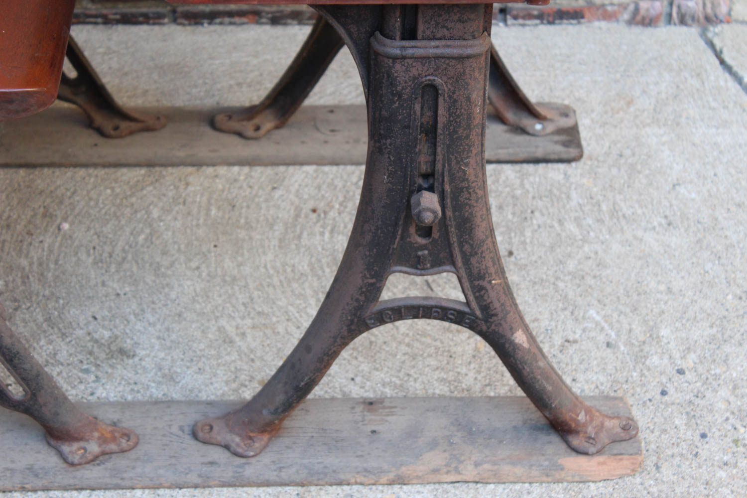 Eclipse Antique Cherry and Cast Iron School Desk By The Theodor Kundtz Company