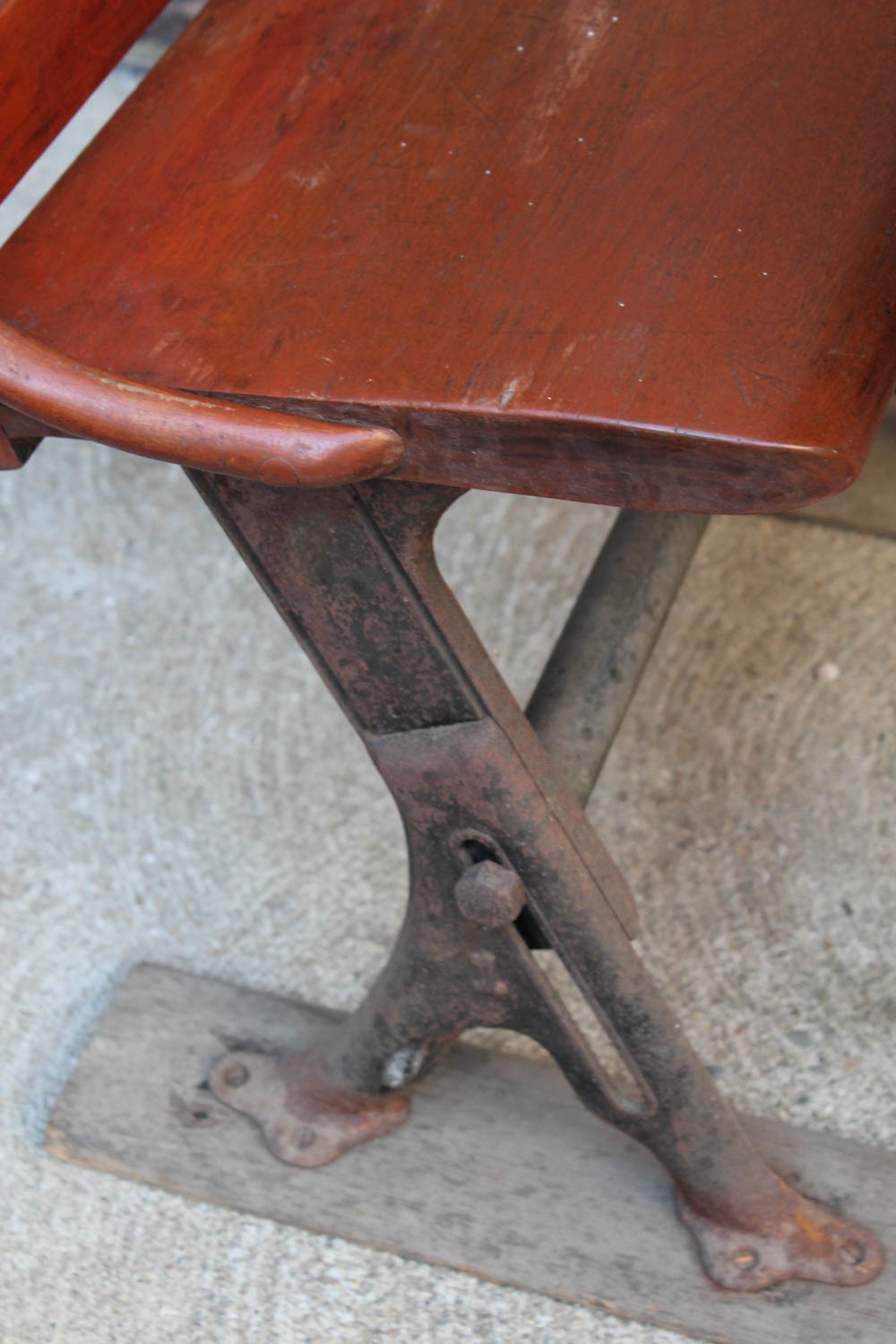 Eclipse Antique Cherry and Cast Iron School Desk By The Theodor Kundtz Company