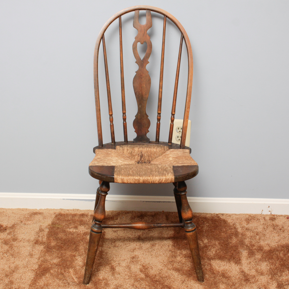Wooden Windsor Chair With Rush Seat