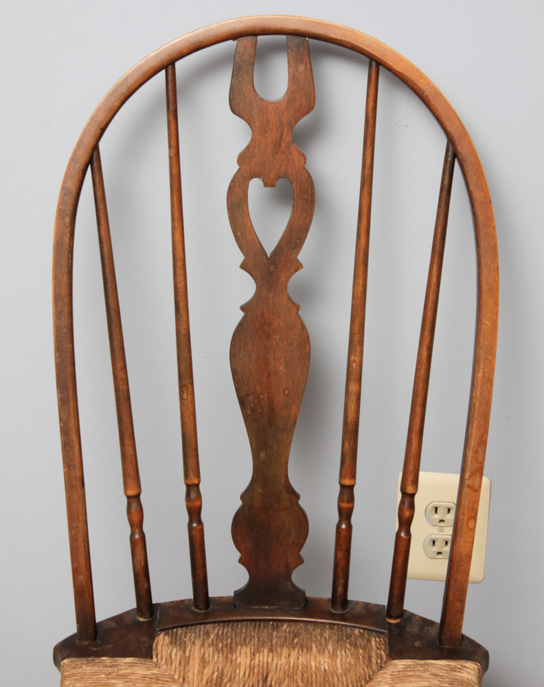 Wooden Windsor Chair With Rush Seat