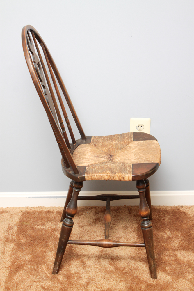 Wooden Windsor Chair With Rush Seat