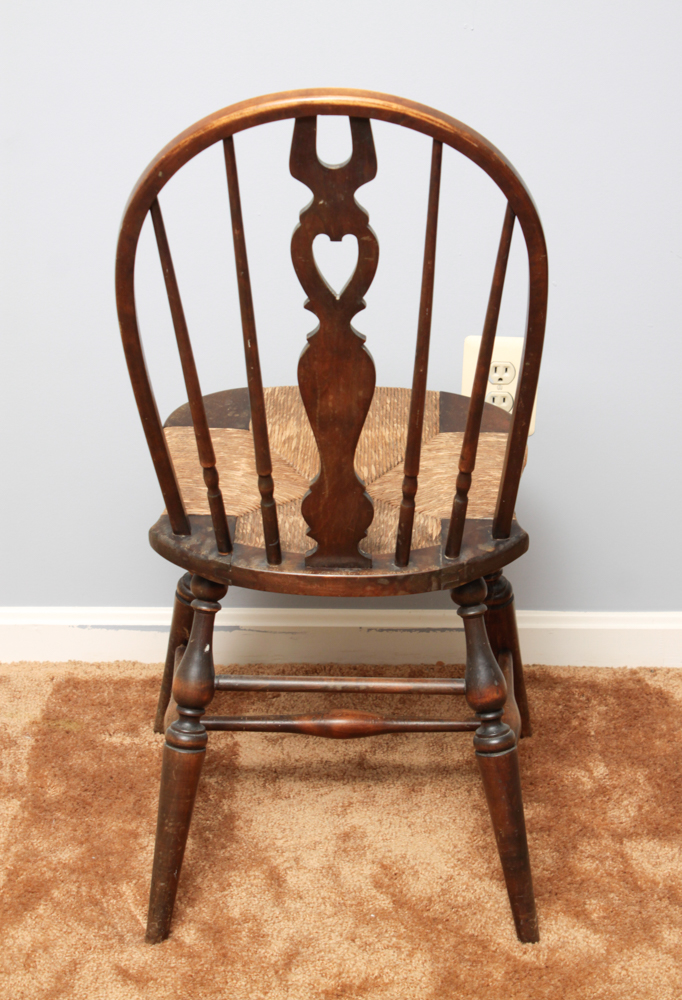 Wooden Windsor Chair With Rush Seat