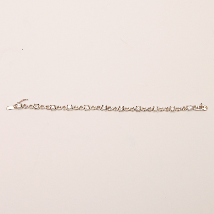 Sterling Silver and Cubic Zirconia Infinity Bracelet