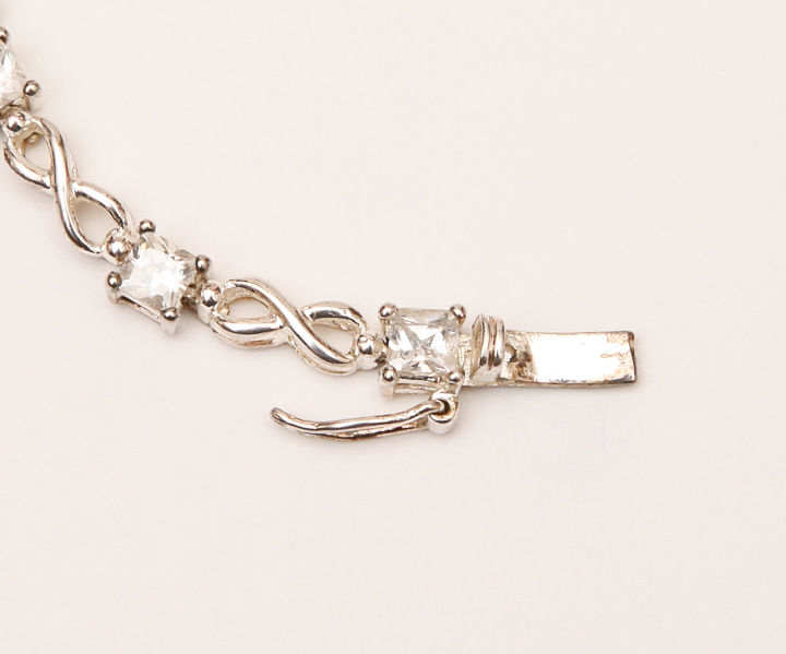Sterling Silver and Cubic Zirconia Infinity Bracelet