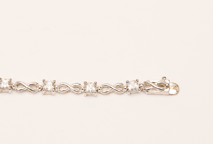 Sterling Silver and Cubic Zirconia Infinity Bracelet