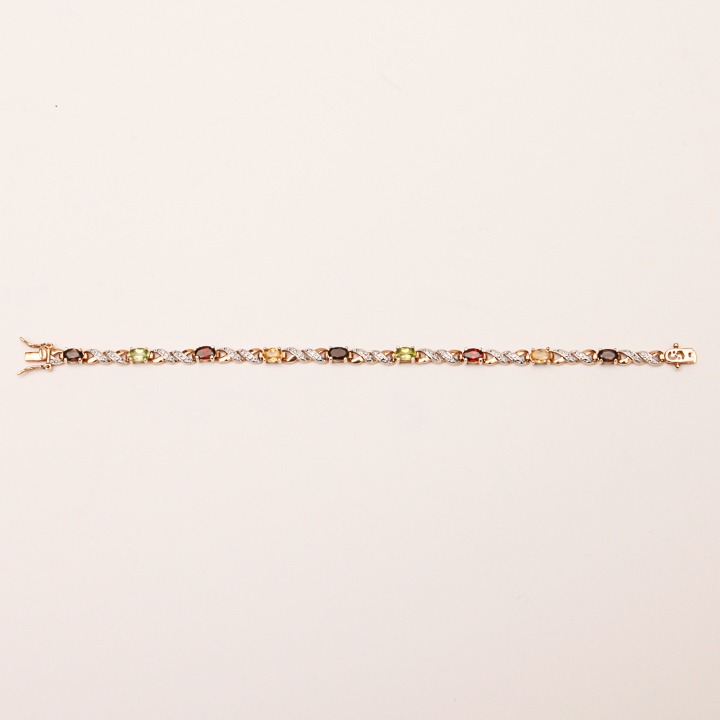 Rose Gold Plated Diamond and Gemstone Bracelet