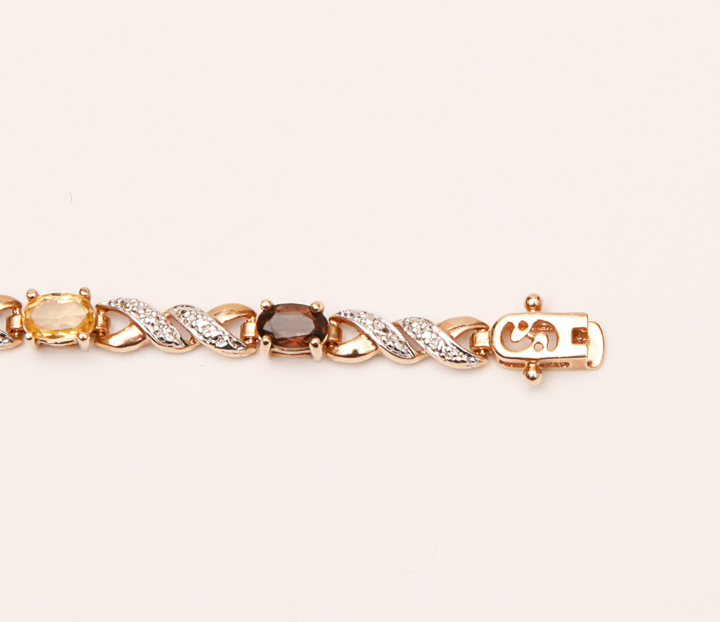 Rose Gold Plated Diamond and Gemstone Bracelet