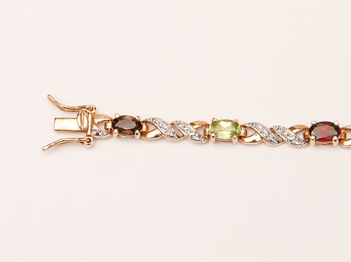 Rose Gold Plated Diamond and Gemstone Bracelet