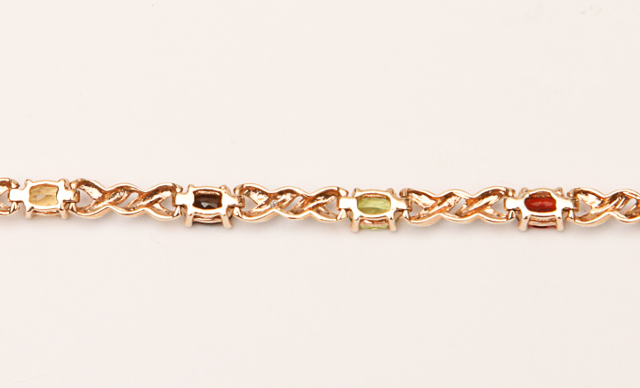 Rose Gold Plated Diamond and Gemstone Bracelet