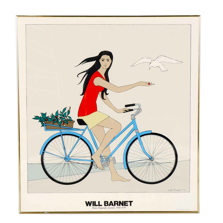 Will Barnet Serigraph Print "Blue Bicycle"
