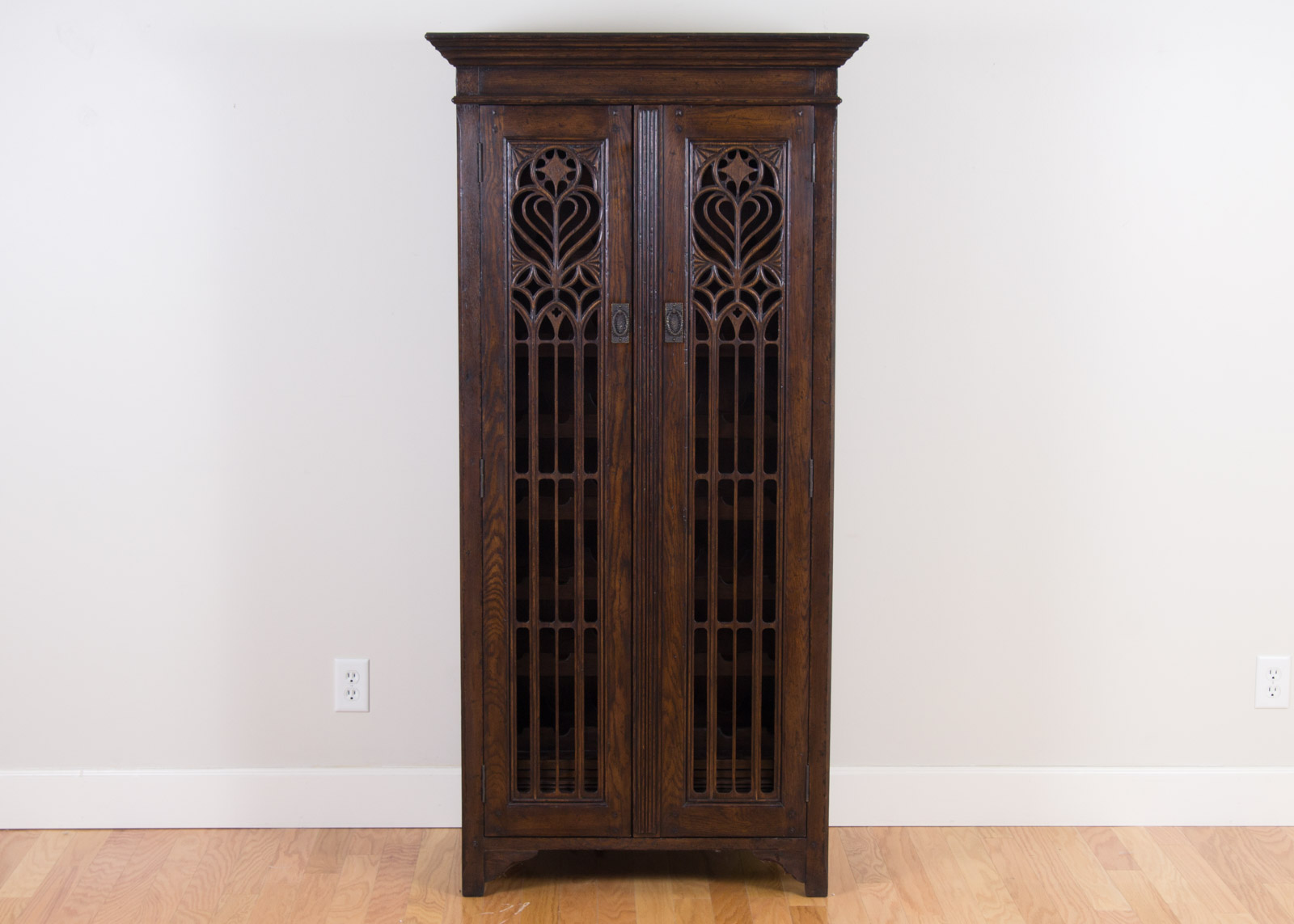 Jonathan Charles Tudor Collection Dark Oak Gothic Wine Cabinet