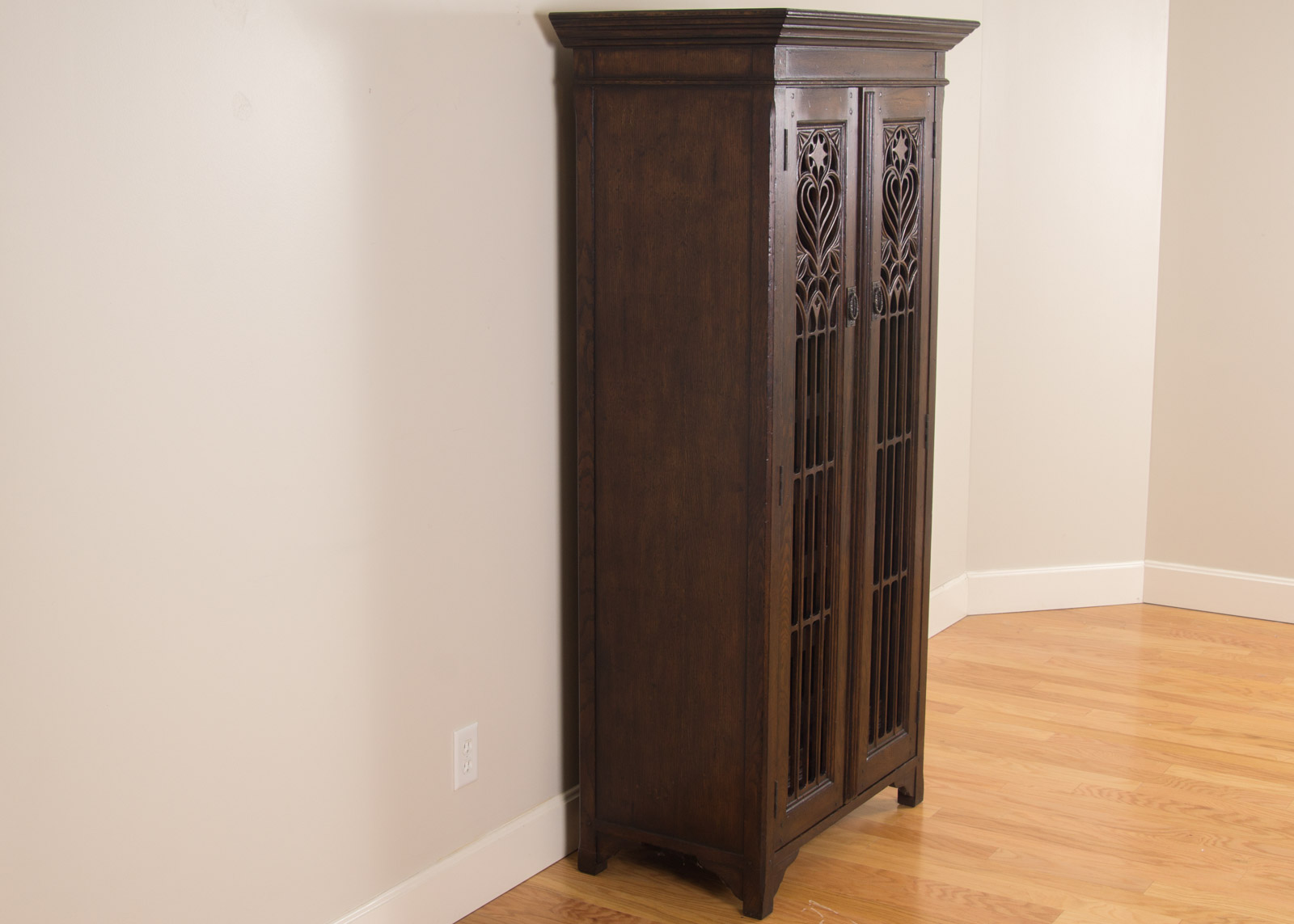 Jonathan Charles Tudor Collection Dark Oak Gothic Wine Cabinet