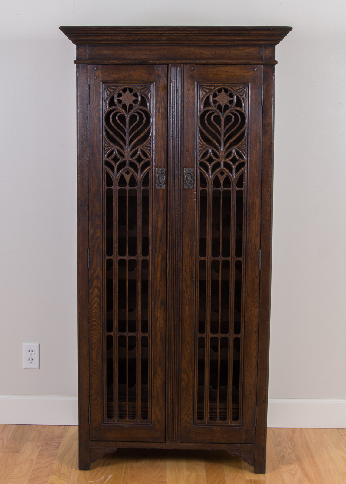 Jonathan Charles Tudor Collection Dark Oak Gothic Wine Cabinet