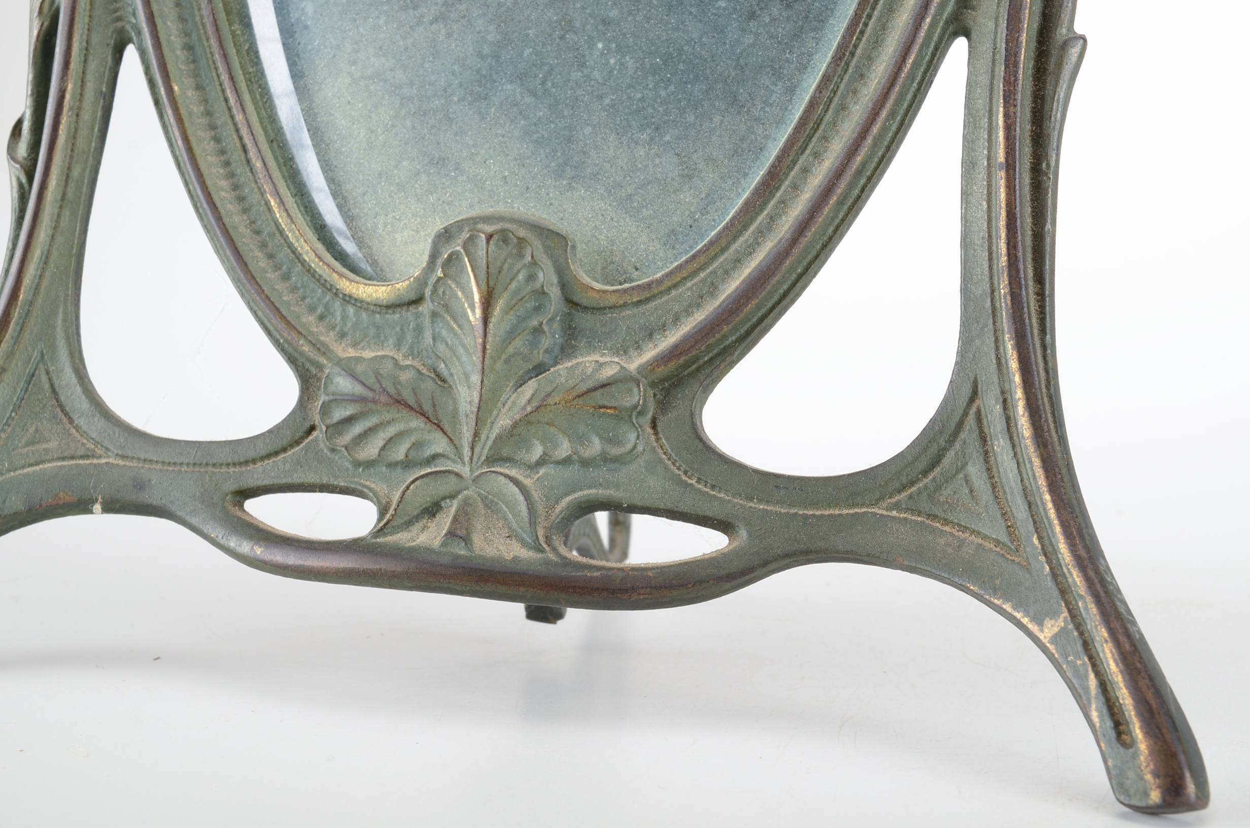 Vintage Art Nouveau Style Brass Tone Vanity Mirror