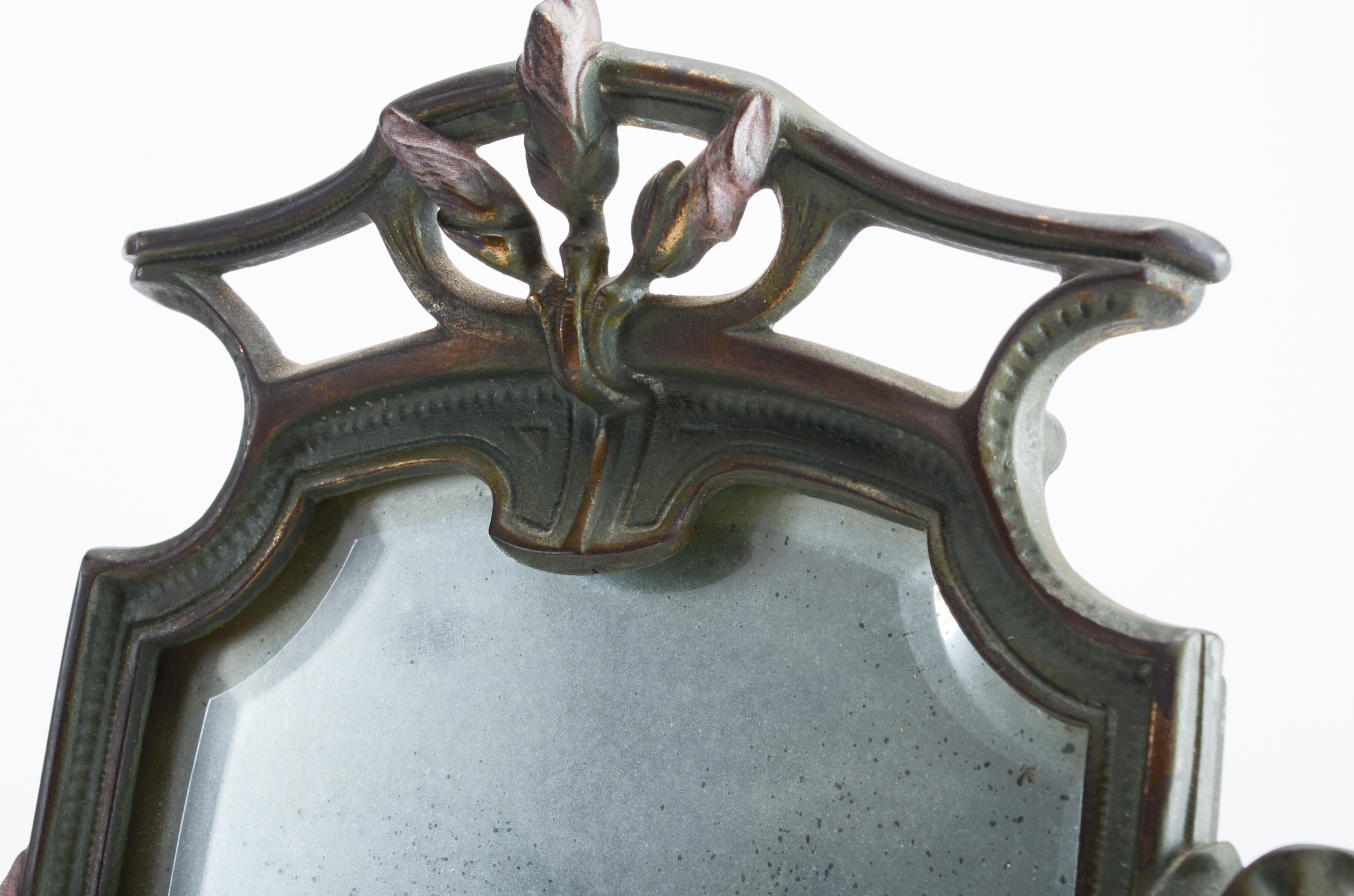 Vintage Art Nouveau Style Brass Tone Vanity Mirror