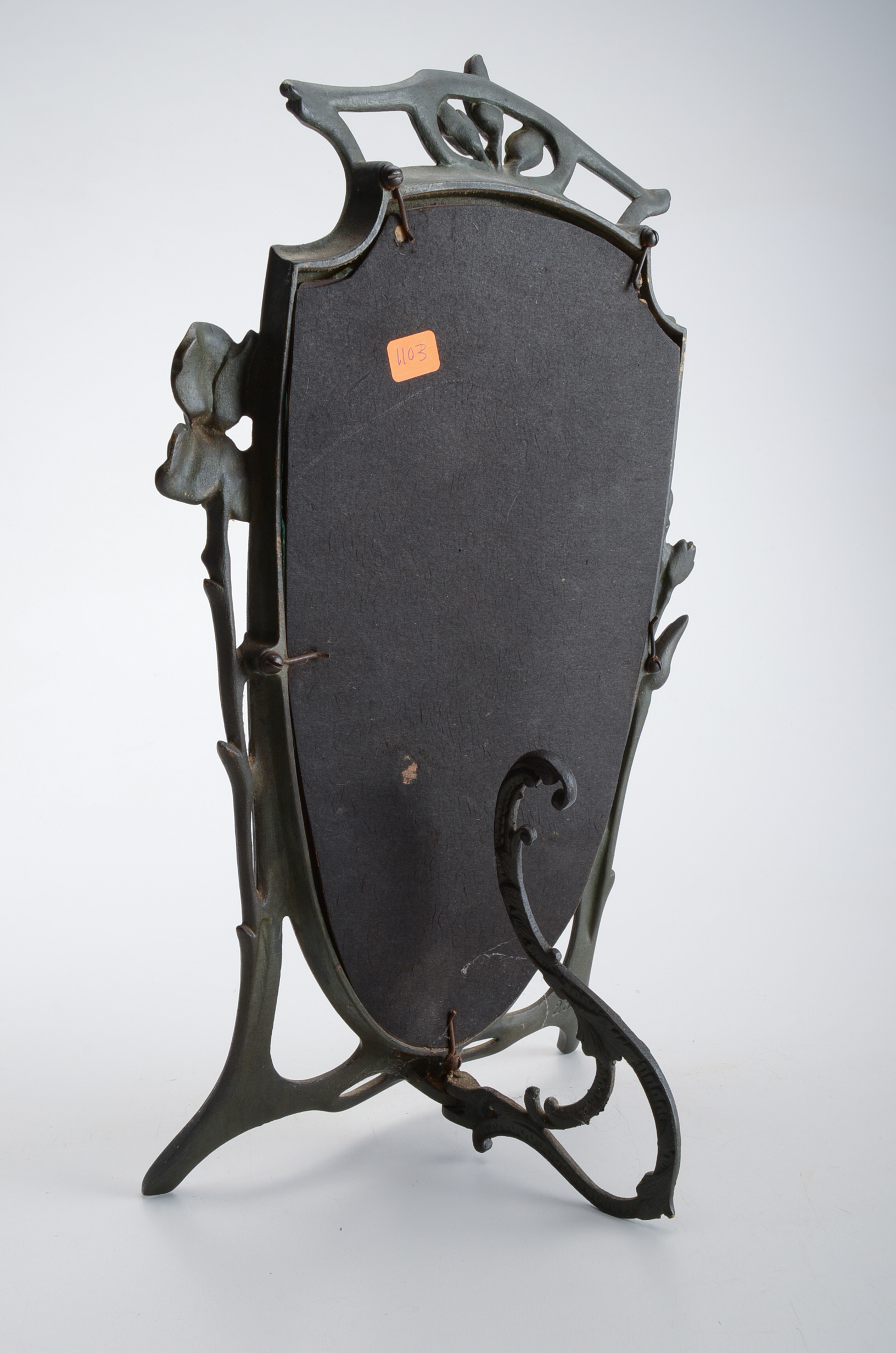 Vintage Art Nouveau Style Brass Tone Vanity Mirror