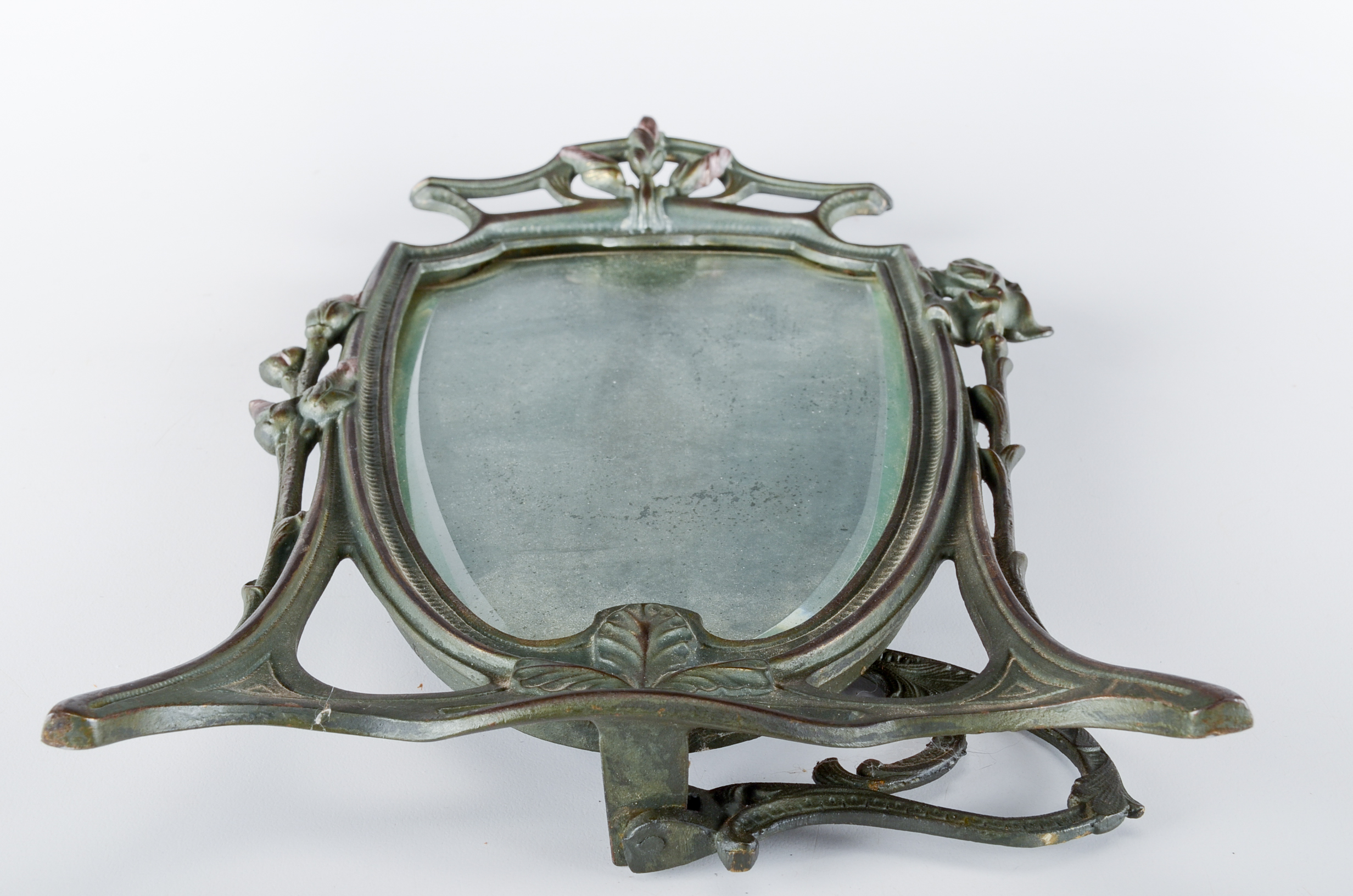 Vintage Art Nouveau Style Brass Tone Vanity Mirror