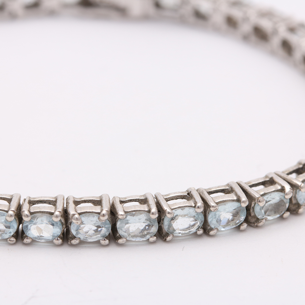 Sterling Silver Aquamarine Tennis Bracelet