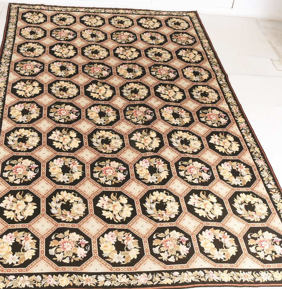 Needlepoint French Floral Area Rug