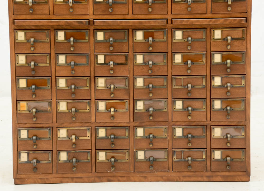 Oak Finish Library Card Catalog Cabinet
