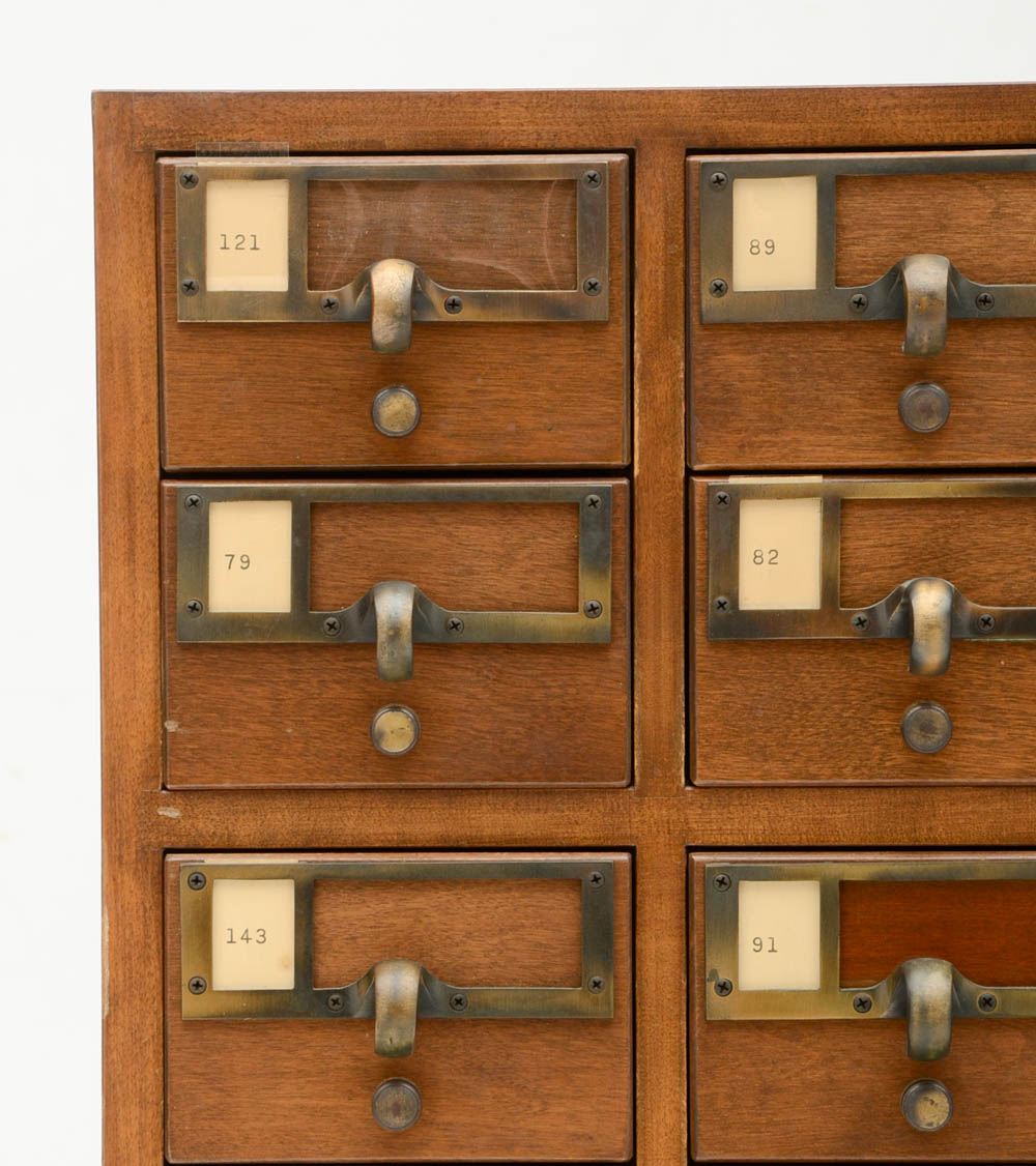 Oak Finish Library Card Catalog Cabinet