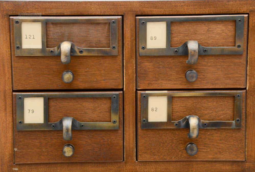 Oak Finish Library Card Catalog Cabinet