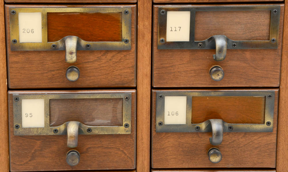 Oak Finish Library Card Catalog Cabinet