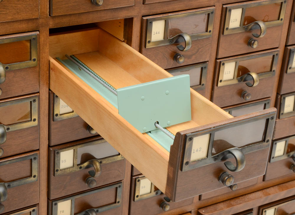 Oak Finish Library Card Catalog Cabinet