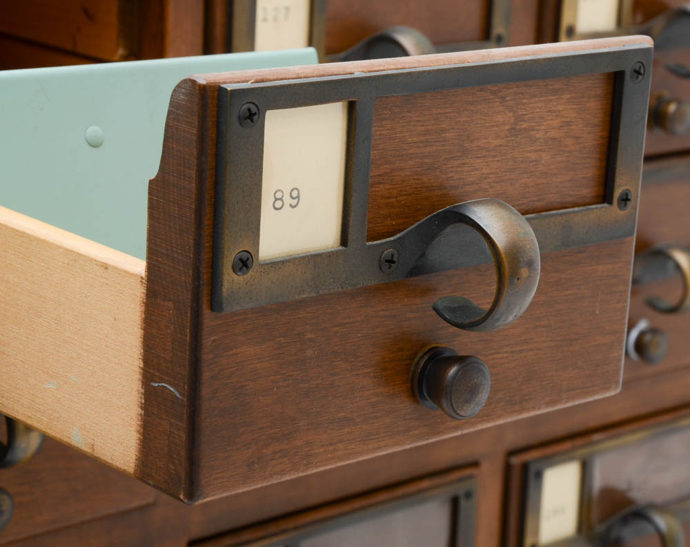 Oak Finish Library Card Catalog Cabinet