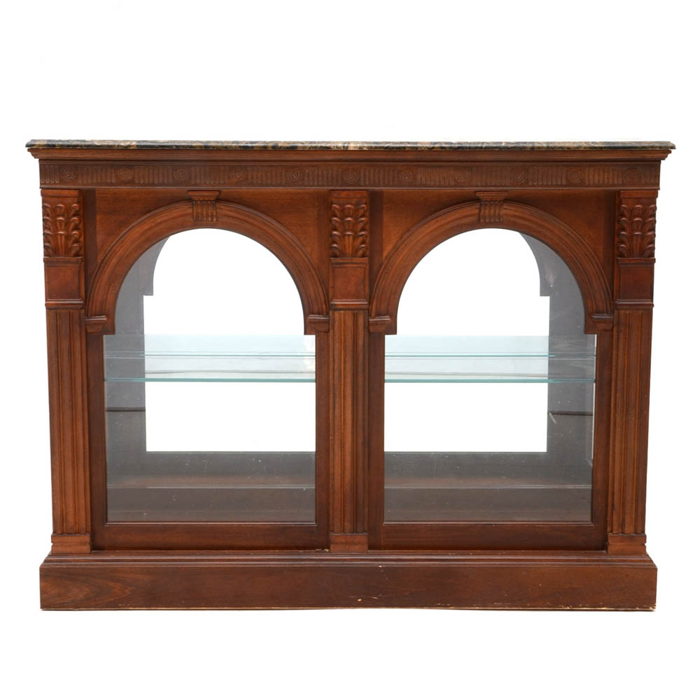 Marble Top Illuminated Console Display Cabinet