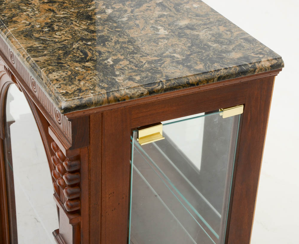 Marble Top Illuminated Console Display Cabinet