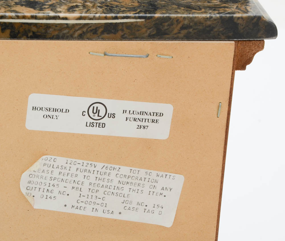 Marble Top Illuminated Console Display Cabinet