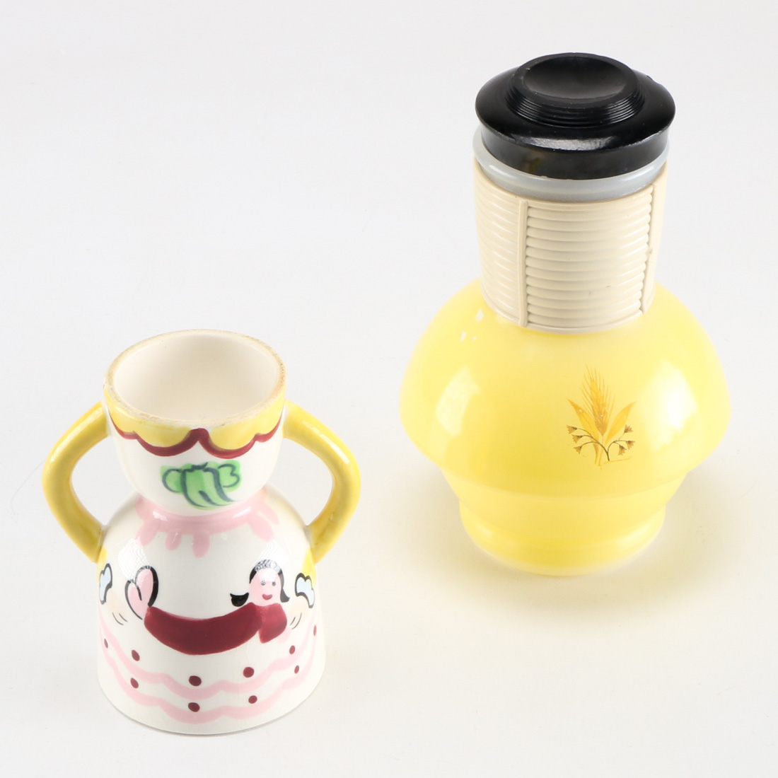 Vintage Ceramic Jigger and Glass Hottle