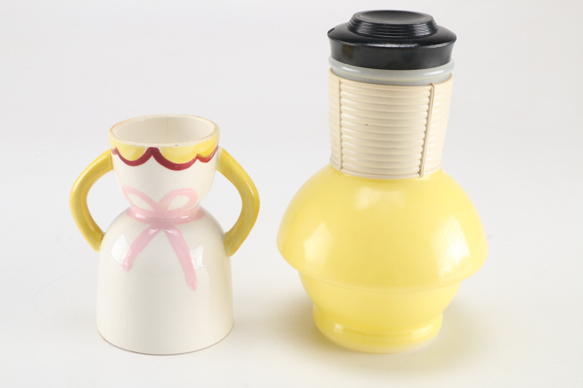 Vintage Ceramic Jigger and Glass Hottle