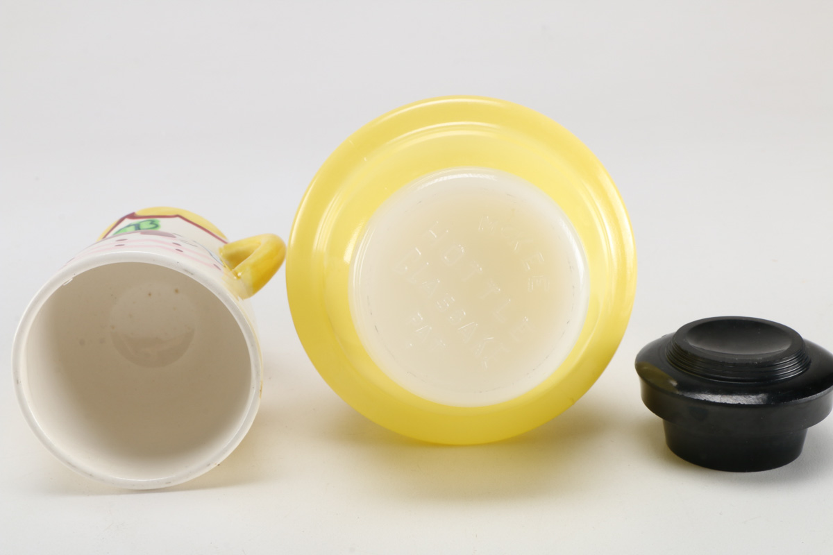 Vintage Ceramic Jigger and Glass Hottle