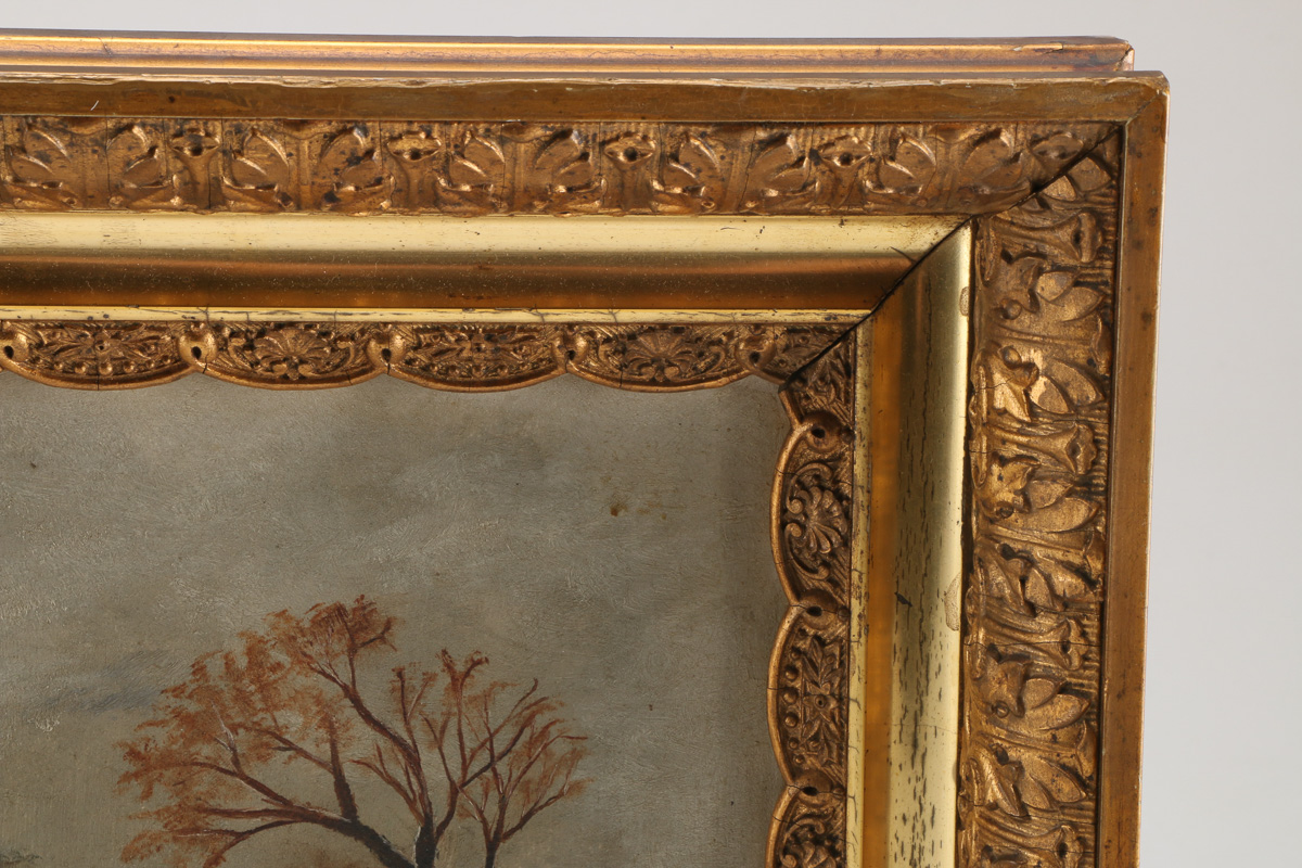 Oil Painting on Board of Winter Scene