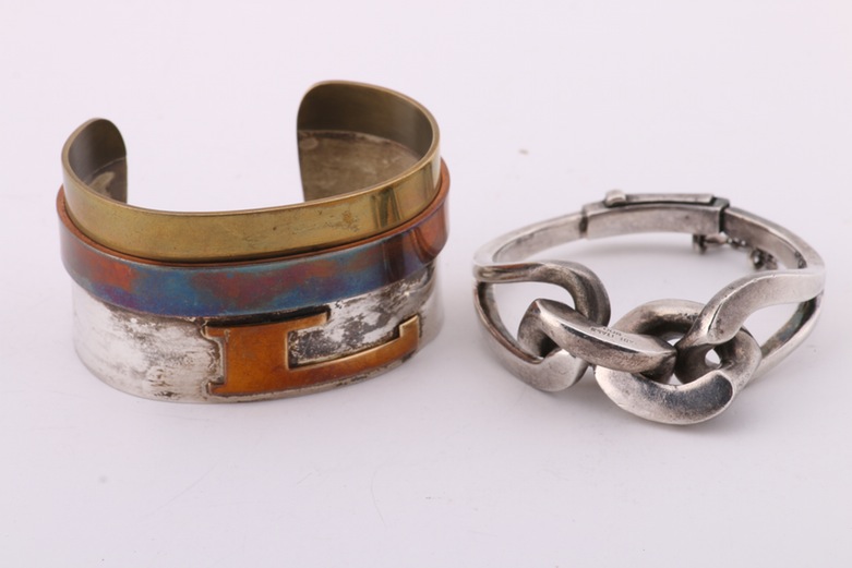 Sterling Silver Bib Choker, Cuff Bracelet, and Hinged Bangle