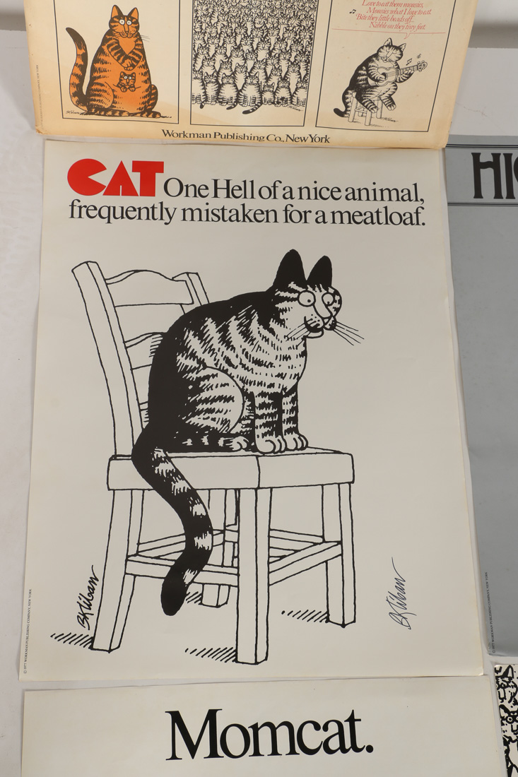Set of Six B. Kliban Signed Offset Lithograph Cat Posters