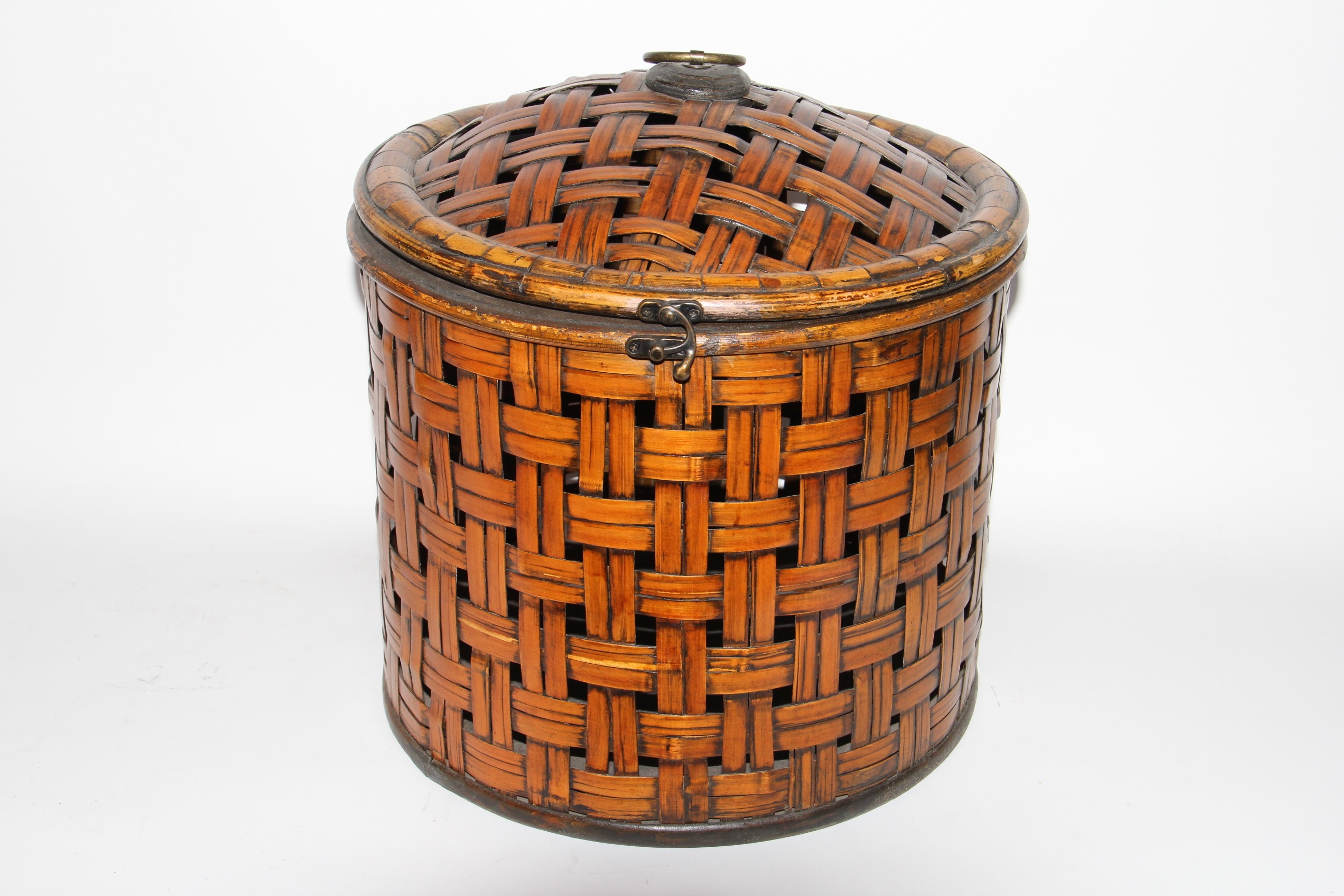 Pair of Woven Baskets with Lids