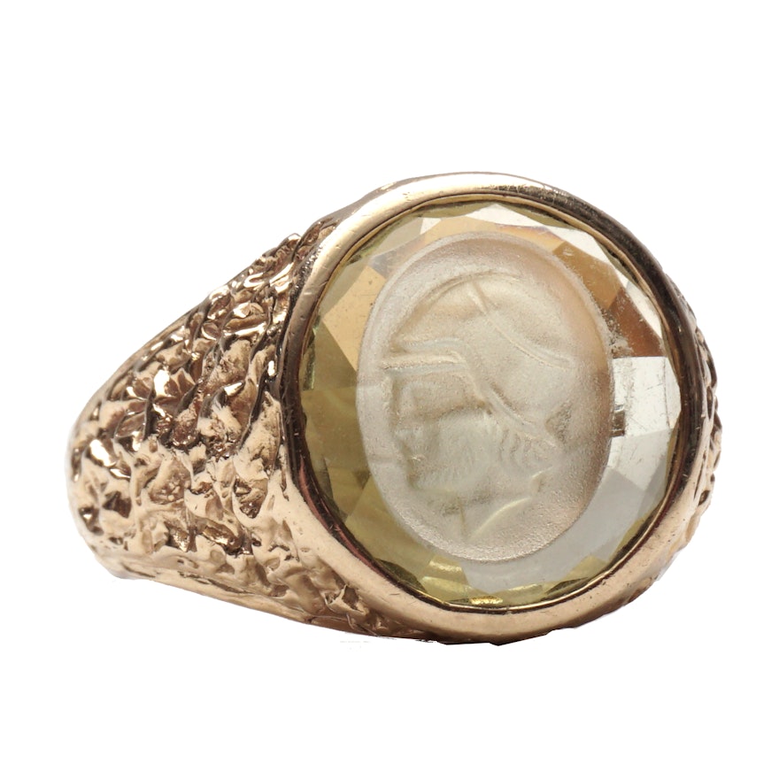 Lemon Quartz Cameo 14K Yellow Gold Ring