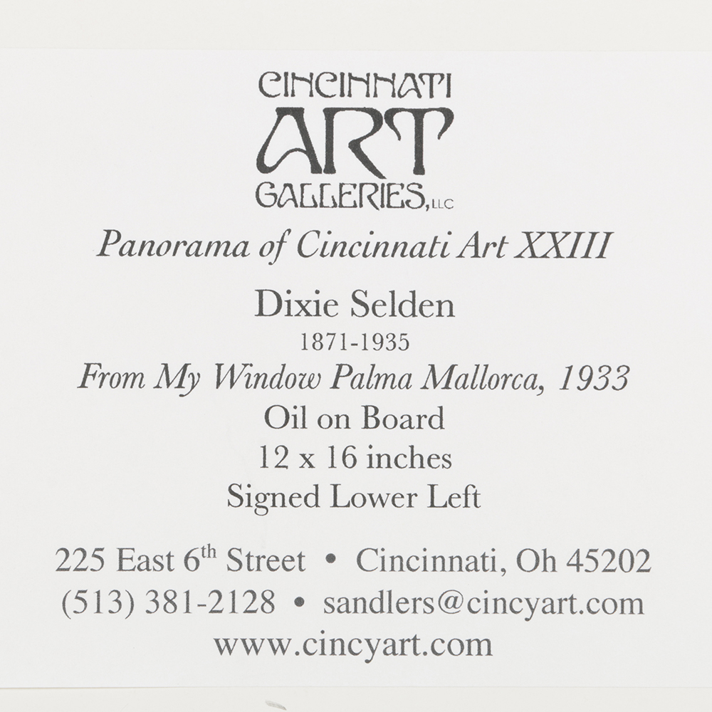 "From My Window Palm Mallorca 1933" by Dixie Selden