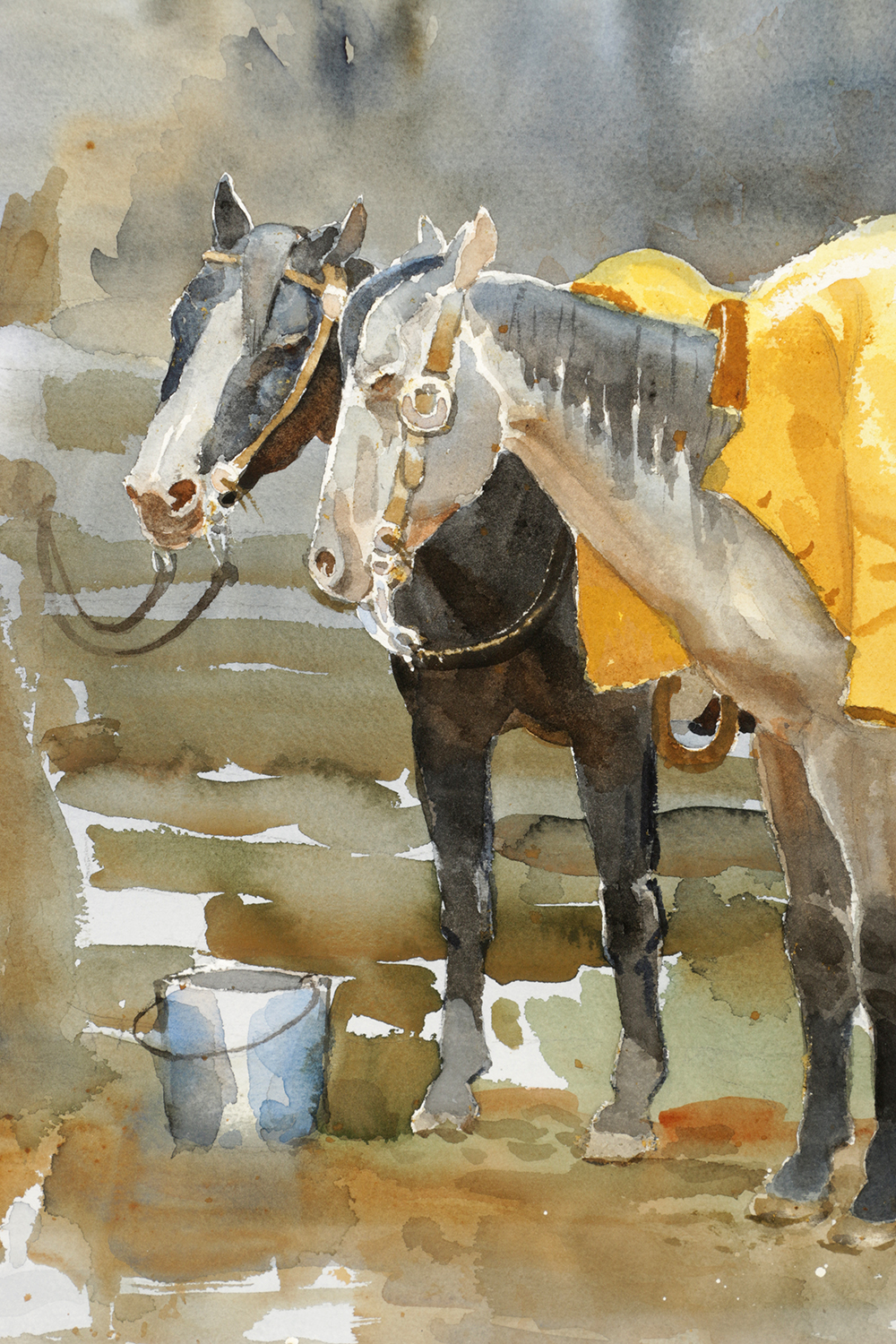 William Moyers "Keep The Saddles Dry" Watercolor on Paper