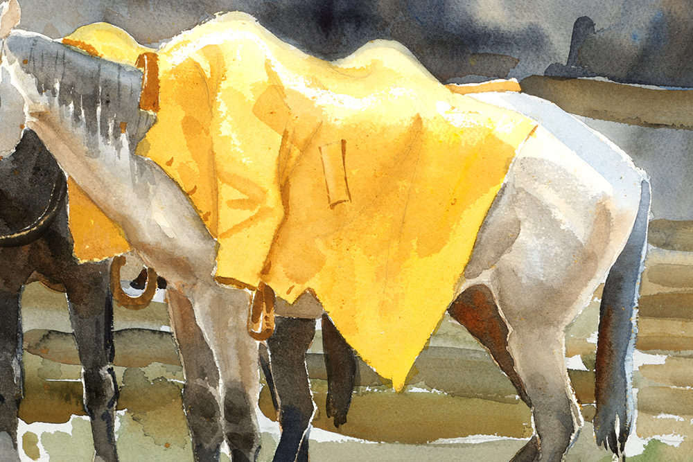 William Moyers "Keep The Saddles Dry" Watercolor on Paper