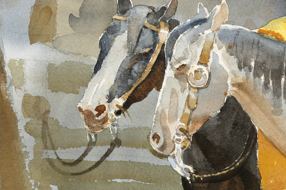 William Moyers "Keep The Saddles Dry" Watercolor on Paper