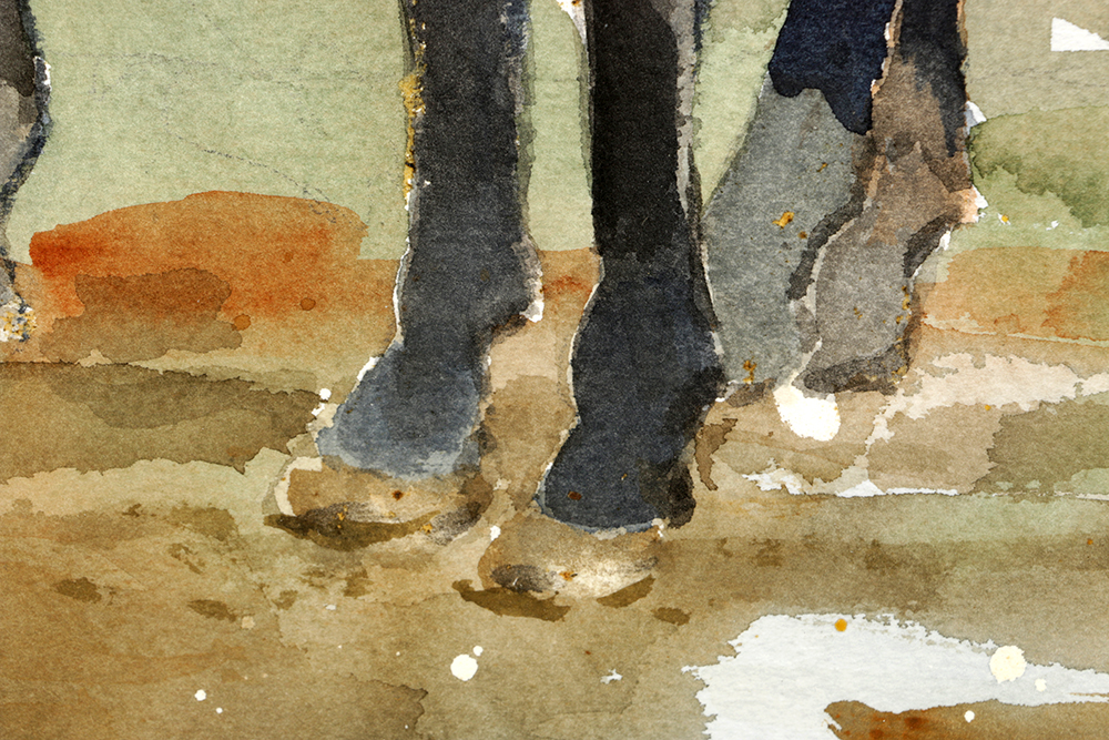 William Moyers "Keep The Saddles Dry" Watercolor on Paper