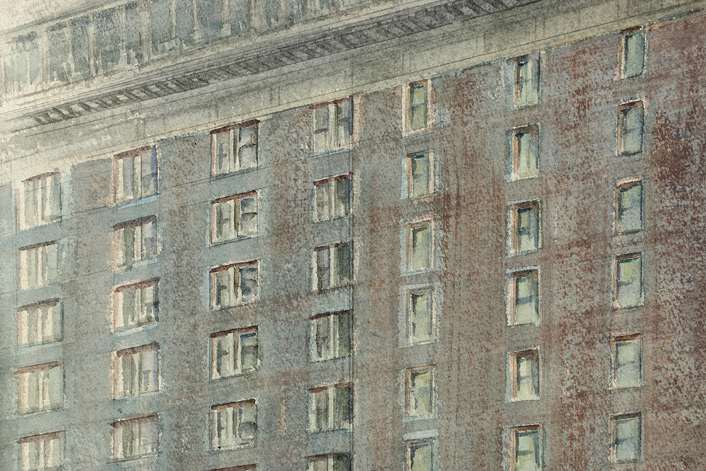 John J. Stanley Watercolor Painting on Paper of Cincinnati Cityscape