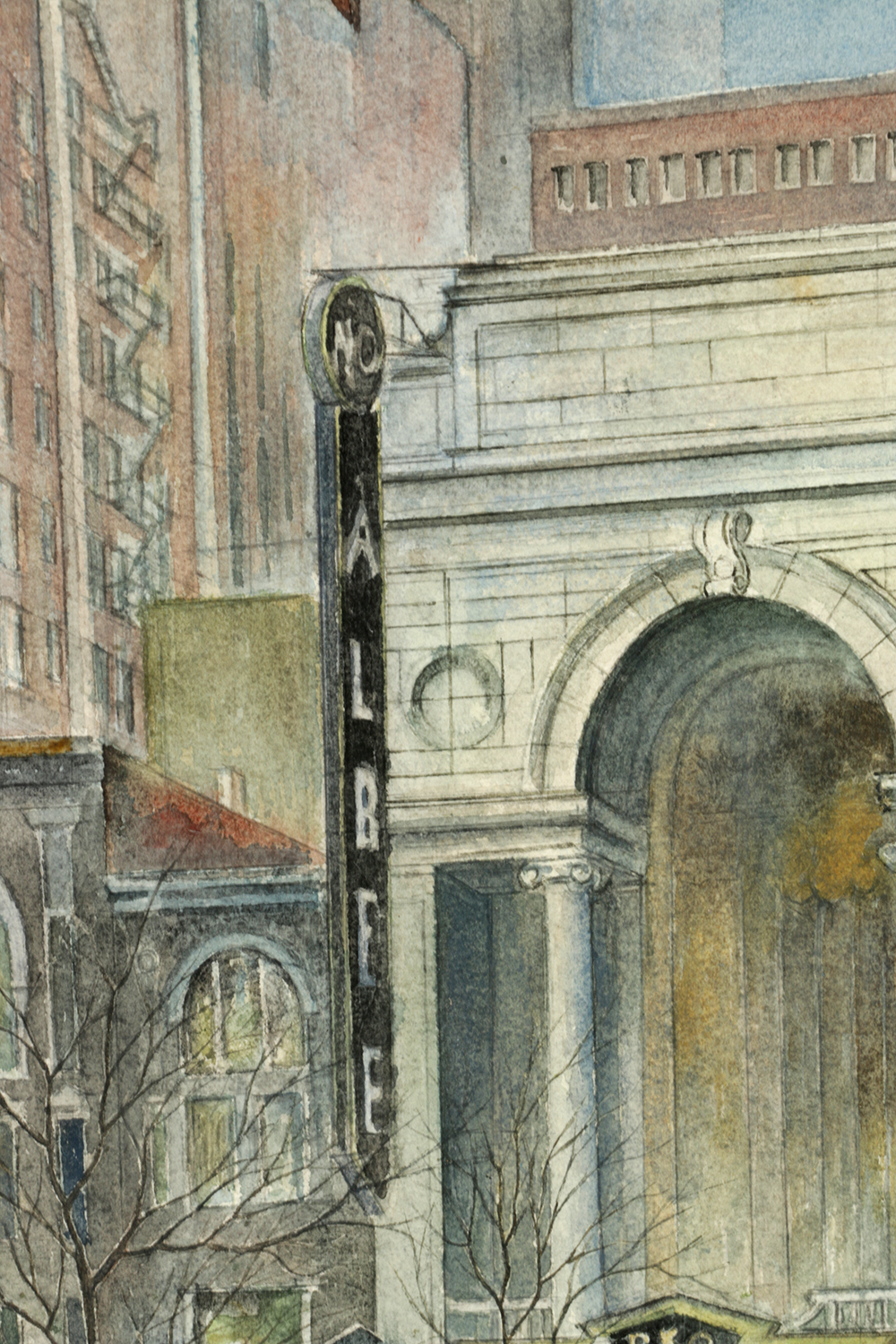 John J. Stanley Watercolor Painting on Paper of Cincinnati Cityscape