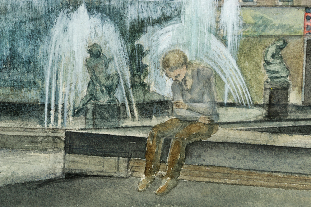 John J. Stanley Watercolor Painting on Paper of Cincinnati Cityscape